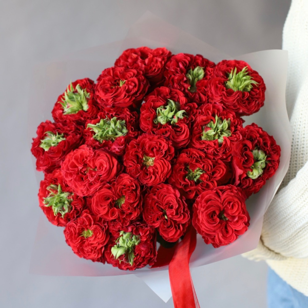 Букет из пионовидных роз Ред Ай - 19 роз